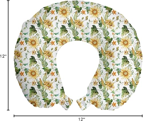 Miniatura 276 de Lunarable Teal Travel Pillow Neck Rest, Aquatic Fauna Theme Hand Drawn Style Various Starfish in Blue Shades, Memory Foam Traveling Accessory for