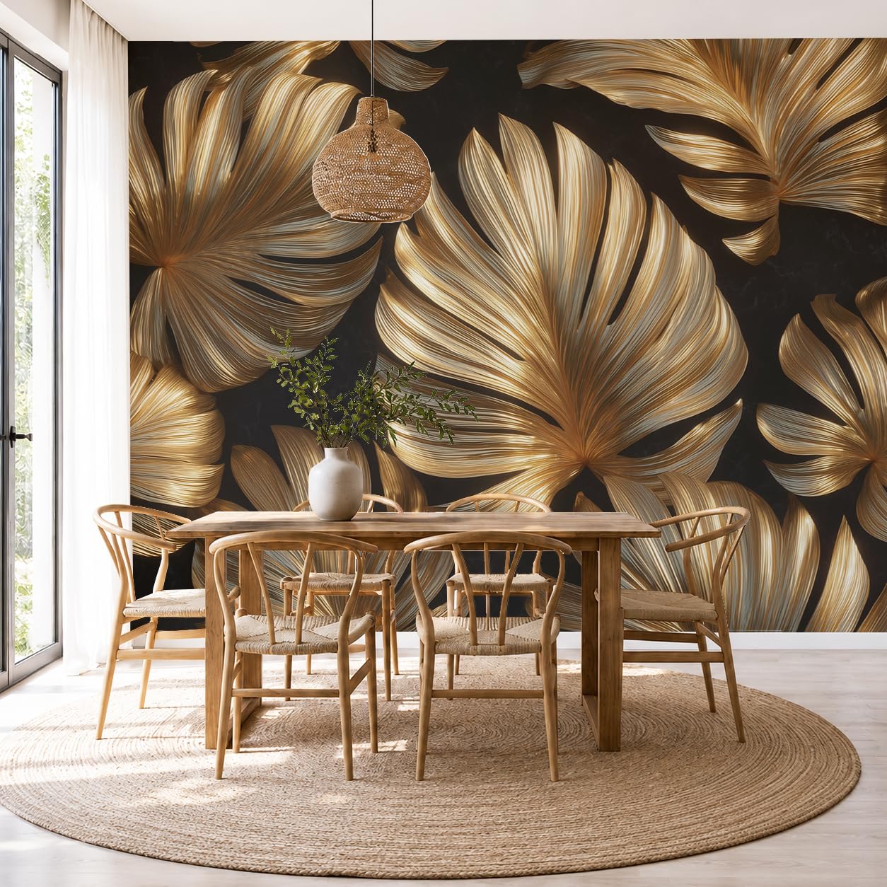Papier peint tropical feuilles de luxe Monstera décor mural 3D salon