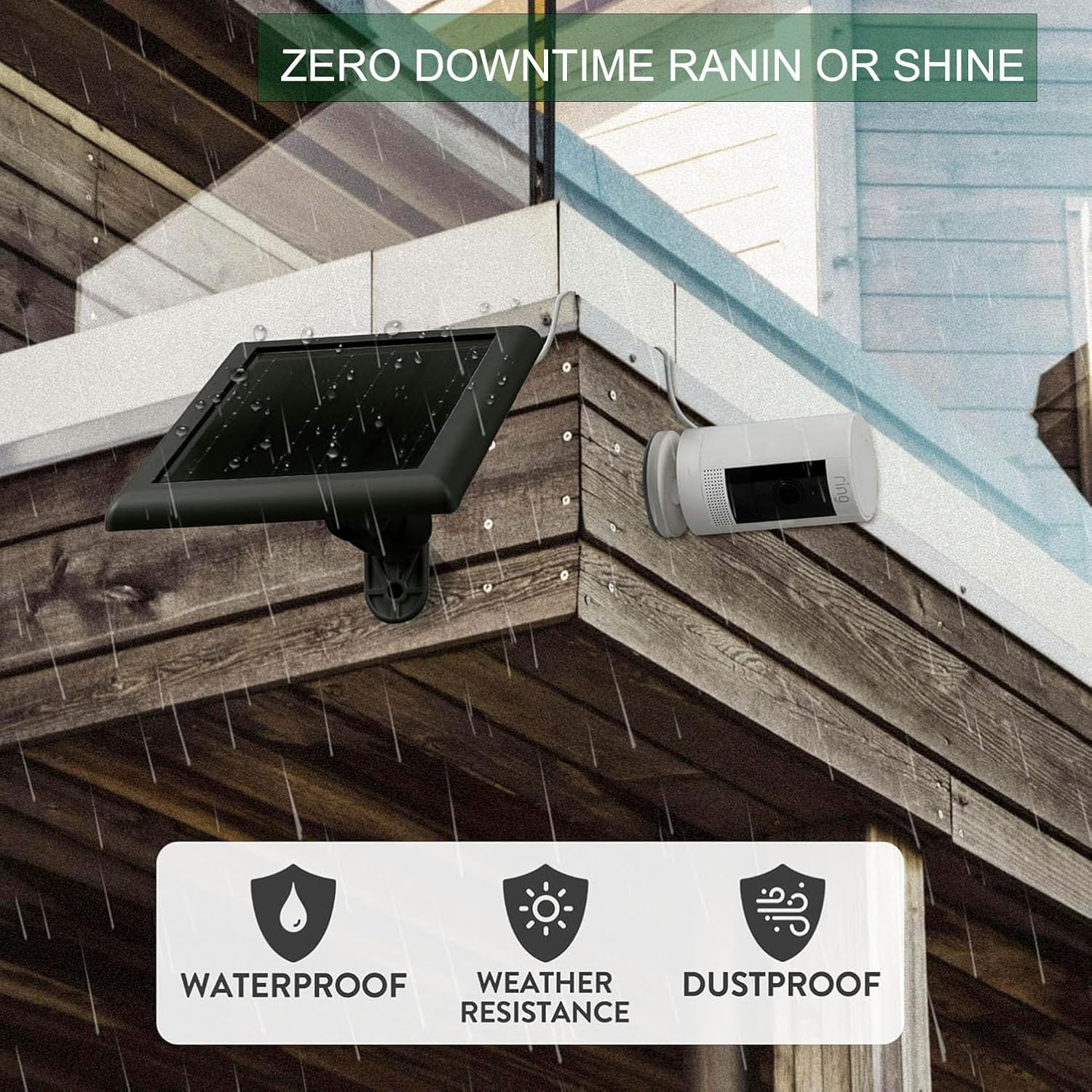 2 Pack Ring Solar Panel(2nd Generation), 5W Ring Solar Panel Charger with Mount for Stick Up Camera & Pro, Spotlight Plus & Pro,Spotlight Cam Battery， Stick Up Cam Battery.