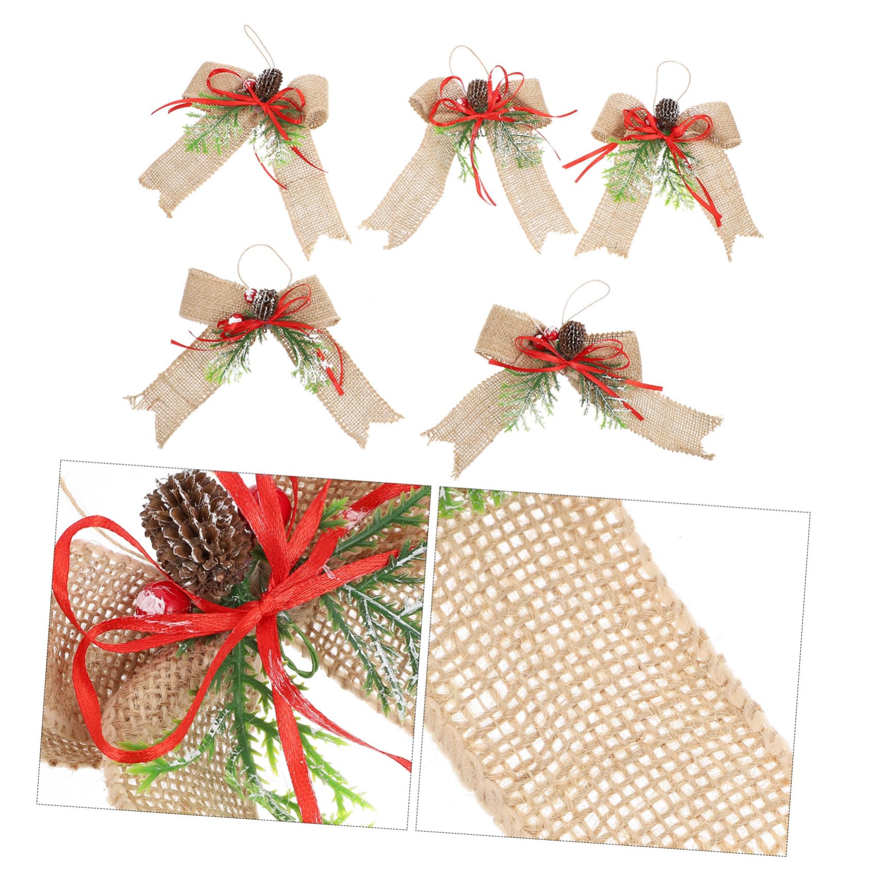 Ciieeo 15 Piezas De Lazo De Navidad Lazos De Arpillera para Manualidades Estilo Navideño Decoración Colgante Cinta De Navideña Decoraciones Navideñas Accesorios De