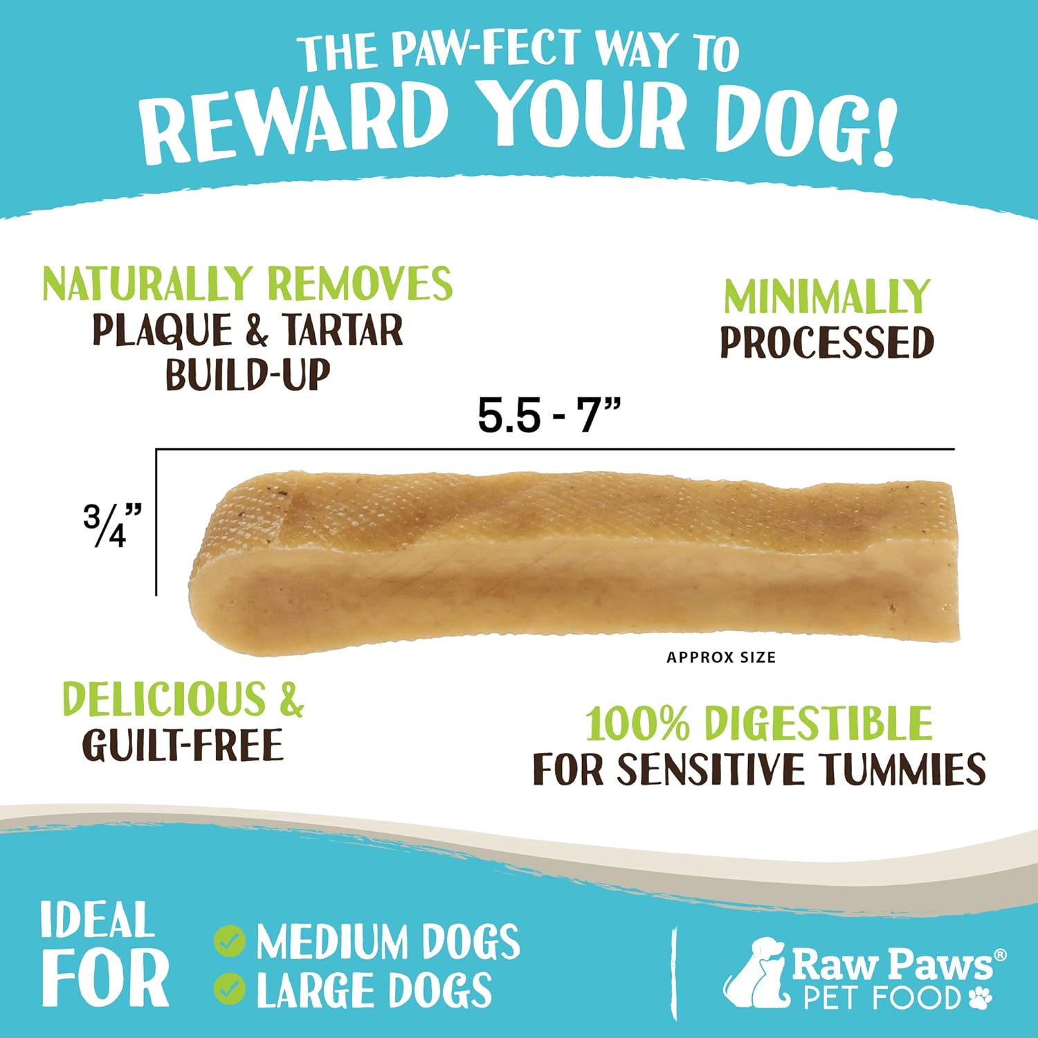 Raw Paws Himalayan Yak Chews for Dogs, Large (4 Pack) - Packed in USA - Tibetan Yak Cheese Dog Chews for Medium to Large Breeds - Hard Milk Dog Chew Bones - Single Ingredient - Long Lasting