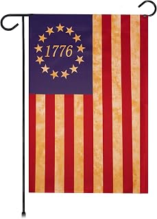 G128 Betsy Ross 1776 Tea Stained Garden Flag Printed 12x18IN Double Sided Blockout Fabric
