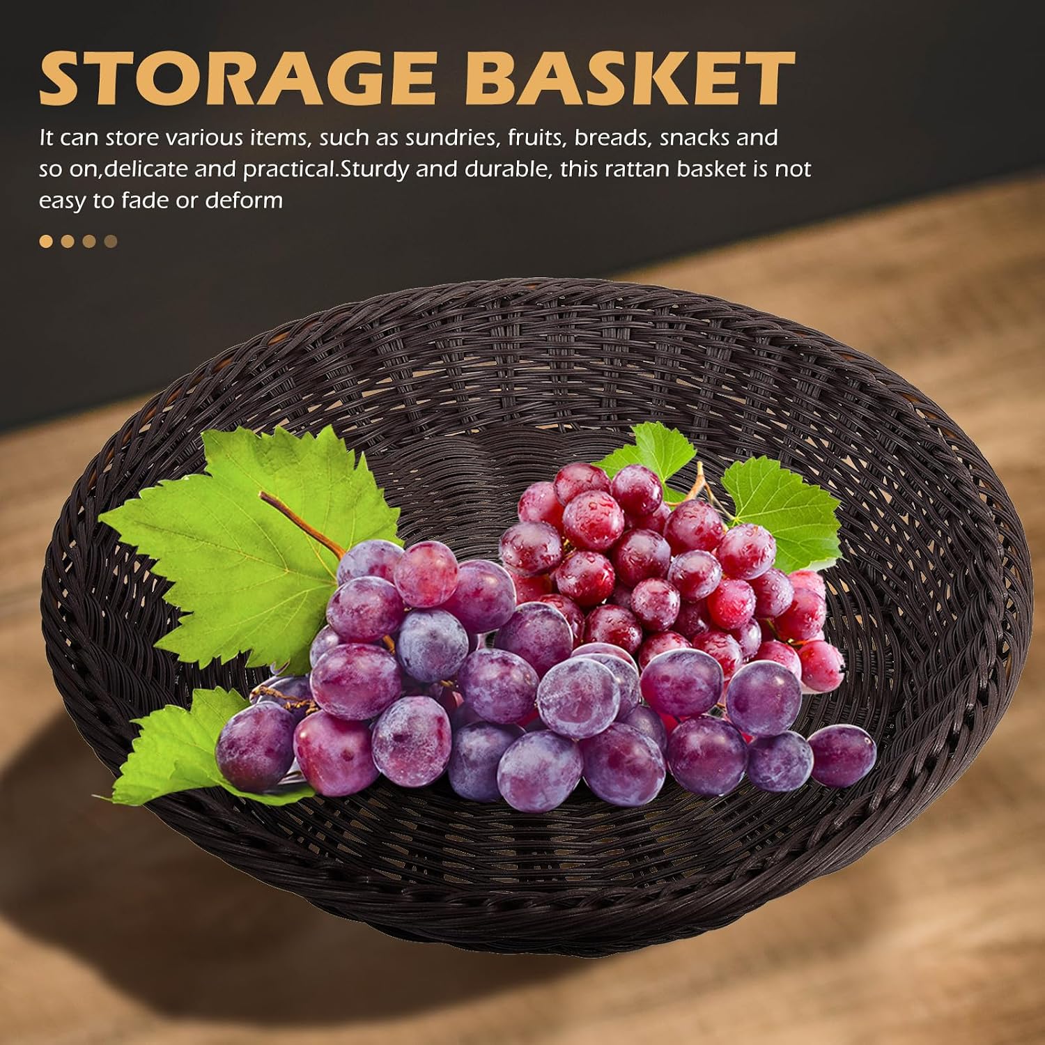Decorative Bread Basket Large Capacity PP Woven Basket Coffee
