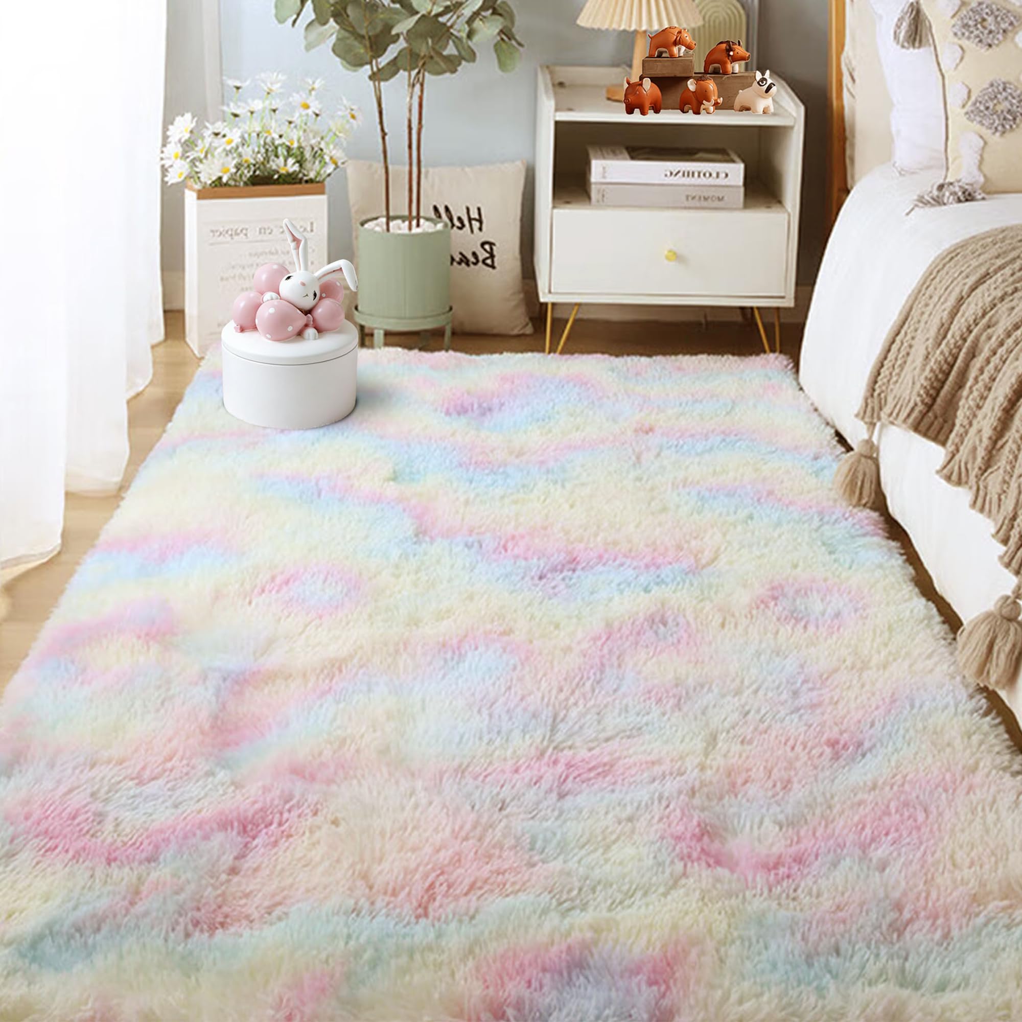 Moquette chambre 250x400 cm poil long doux multicolore pour grand salon