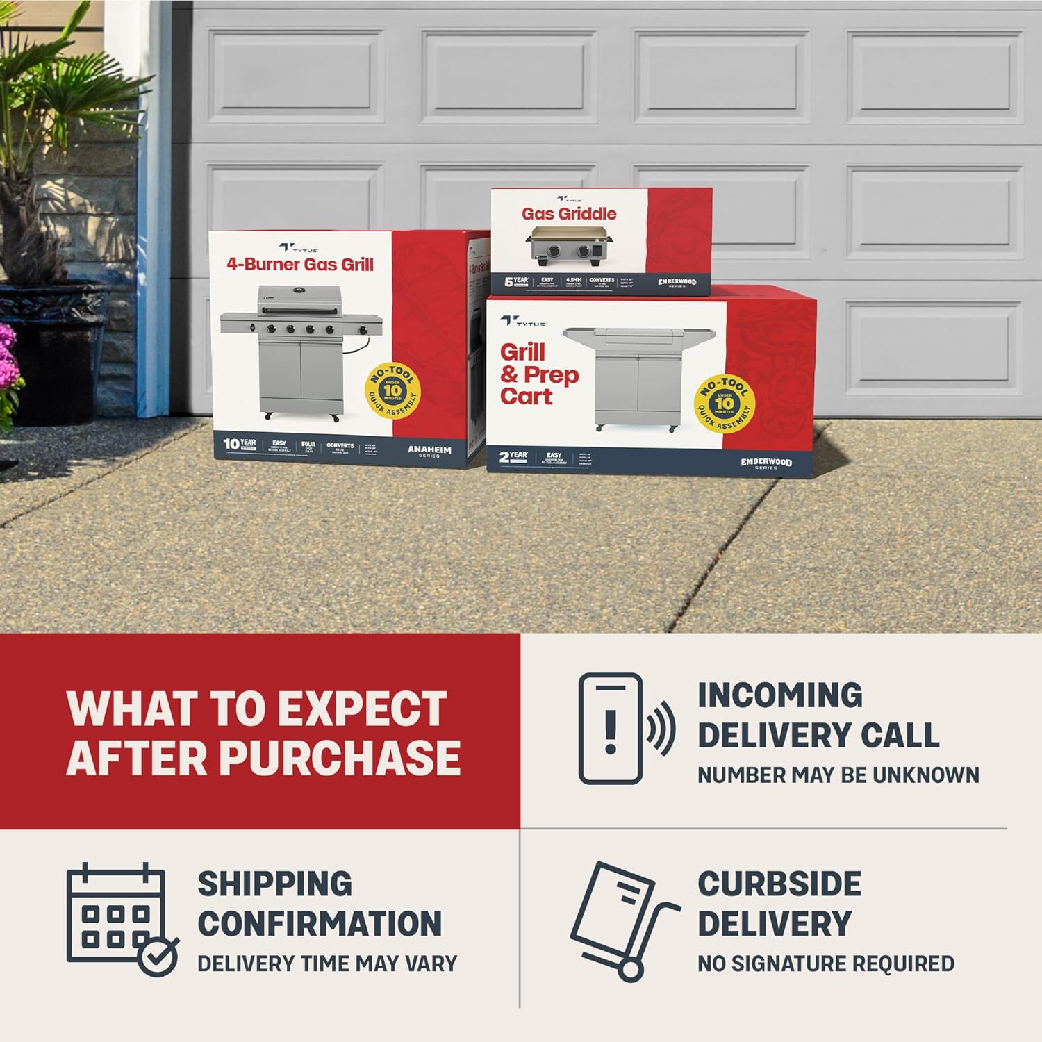 Tytus Anaheim 4-Burner Gas Grill with Prep Cart and Gas Griddle + Cover - Outdoor Cooking Bundle, Quick Assembly, Outdoor Cooking, Kitchen Island for BBQ