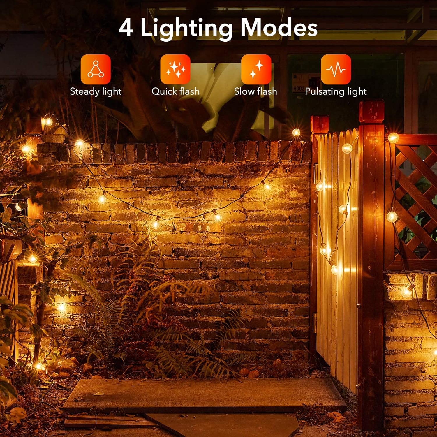 Solar String Lights Outdoor 29 Feet Waterproof Patio LED Lights with 25 Shatterproof Bulbs, 4 Light Modes, Hanging Lights Solar Powered for Backyard Garden Porch Yard Decor, E12 Base, 2700K - - 