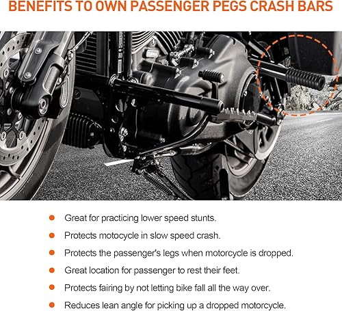 Miniatura 2 de Estriberas para pie de pasajero de motocicleta, deslizador de marco de barra de choque, barras de choque para pasajero trasero, deslizadores de