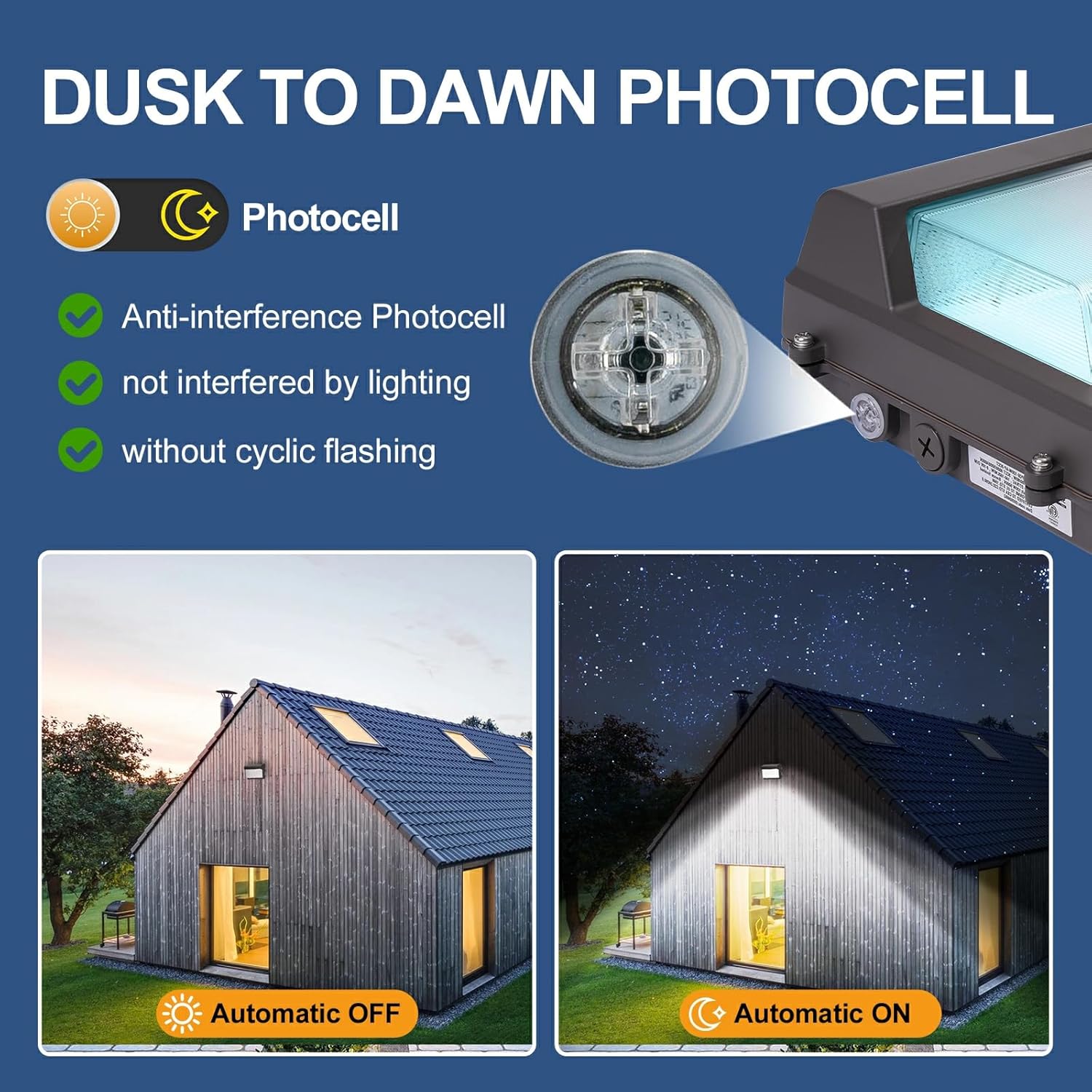 120W LED Wall Pack Light with Photocell 2Pack, 4000/5000/6500K 3CCT, 80/100/120W Selectable, Commercial Security Lighting Outdoor LED Wall Lights for Garage Parking Lot Yard, 100-277V, ETL Listed