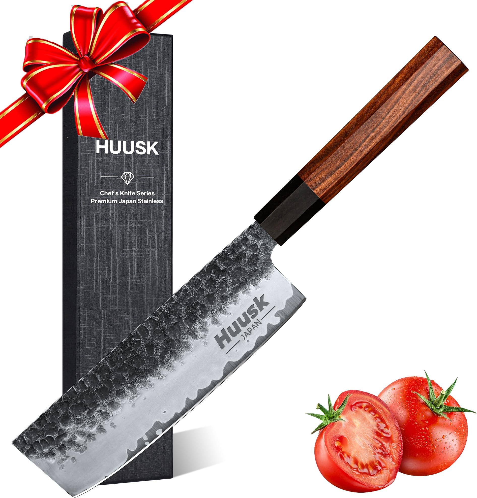 Huusk Japanese Nakiri Knife with Gift Box, Japanese Chopping Chef Knives
