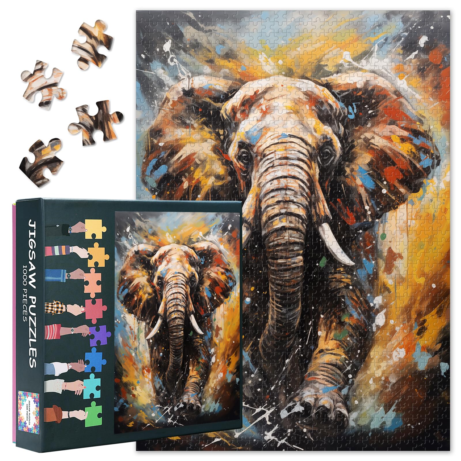 Puzzles for Adults 1000 Pieces Elephant, Animal Jigsaw Puzzles, Adult Puzzle for Adults, Educational Fun Games or Toys for Elders Friends 20X27 INCH โ image 1