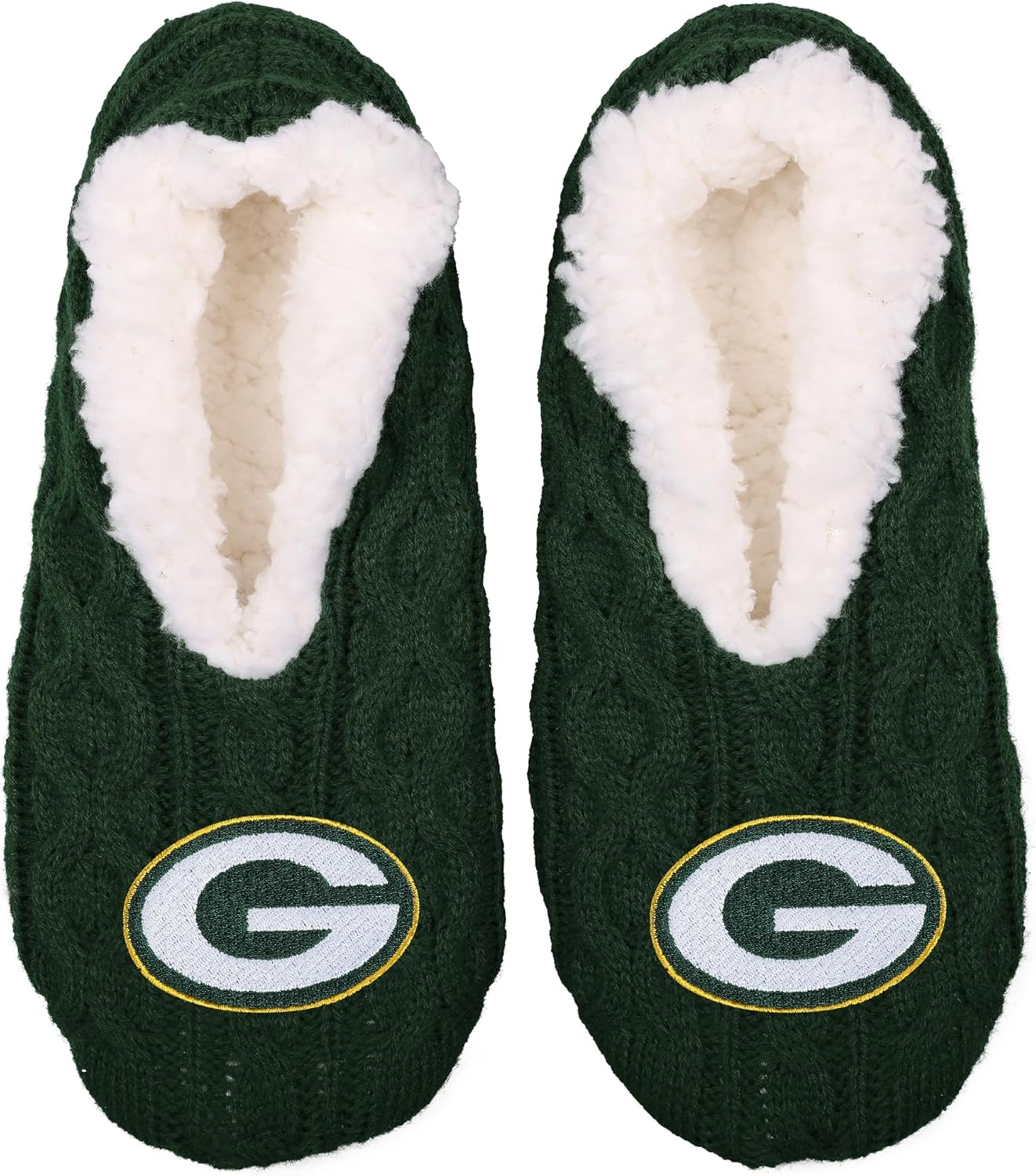 FOCO - NFL Big Logo Cable Knit Women's Footy Slippers