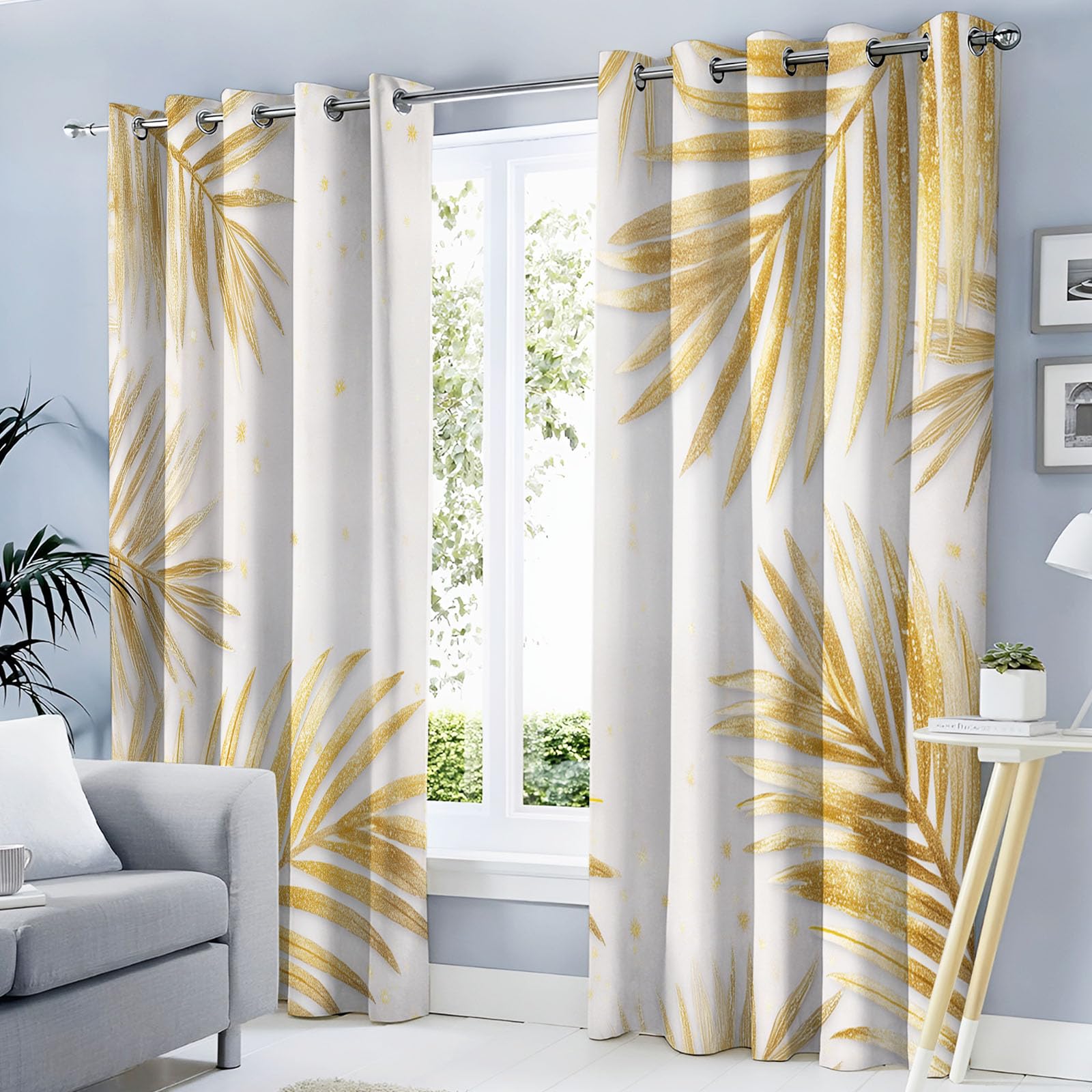 Rideau thermique isolant feuille de palmier or pour chambre 140x200