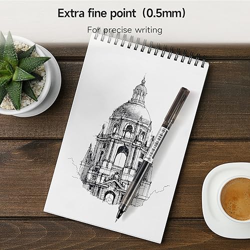 Miniatura 4 de RIANCY Bolígrafos de Gel de Punta Fina Negra 12Pcs 0.5mm Bolígrafos de Gel de Bola de Tinta Líquida Negra Sin Manchas Sin Correr, Bolígrafo de