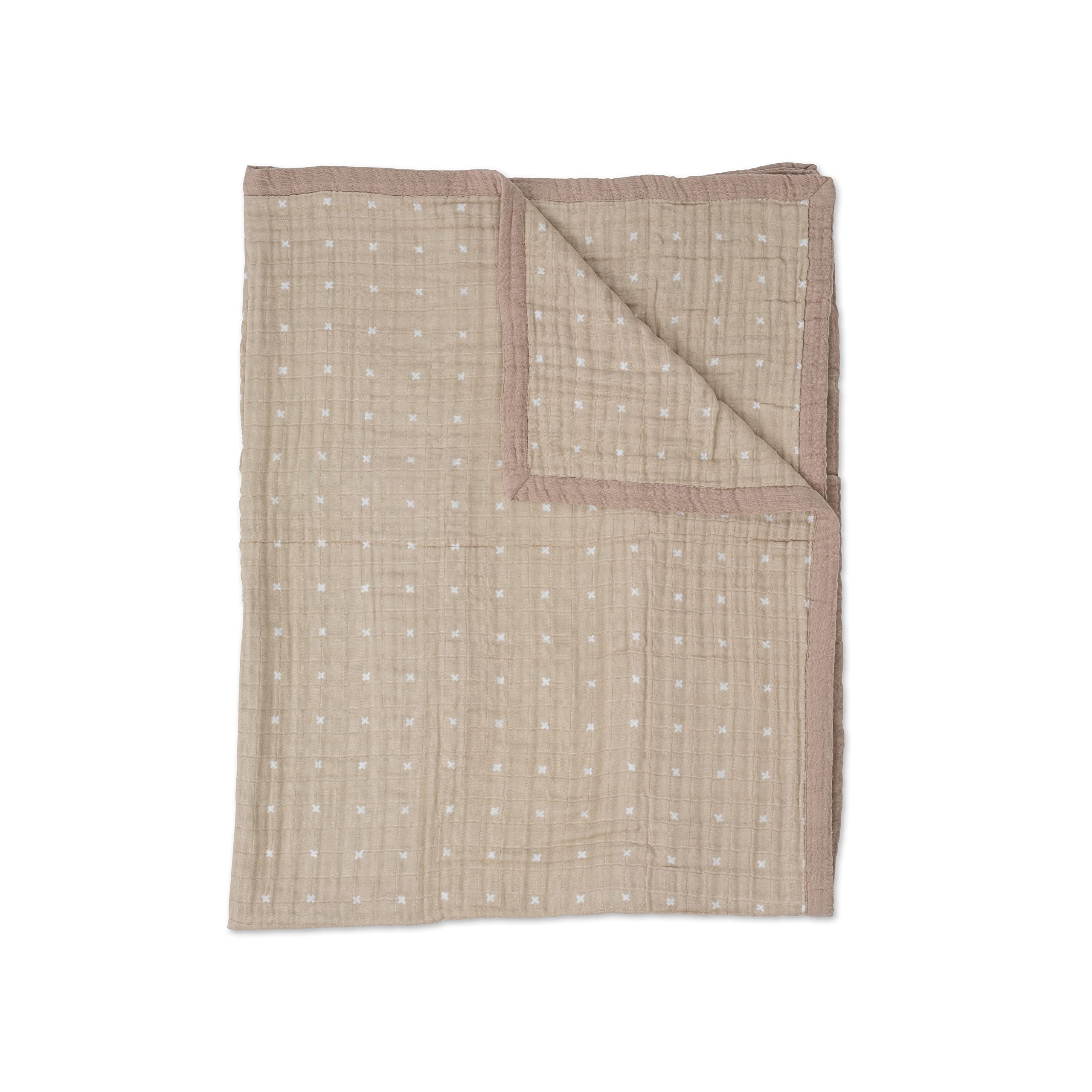 Little Unicorn – Taupe Cross Cotton Muslin Quilt X-Large Blanket 100 Percent Cotton Super Soft Toddlers and Adults X-Large 60'' x 72'' Machine Washable (UB1725)