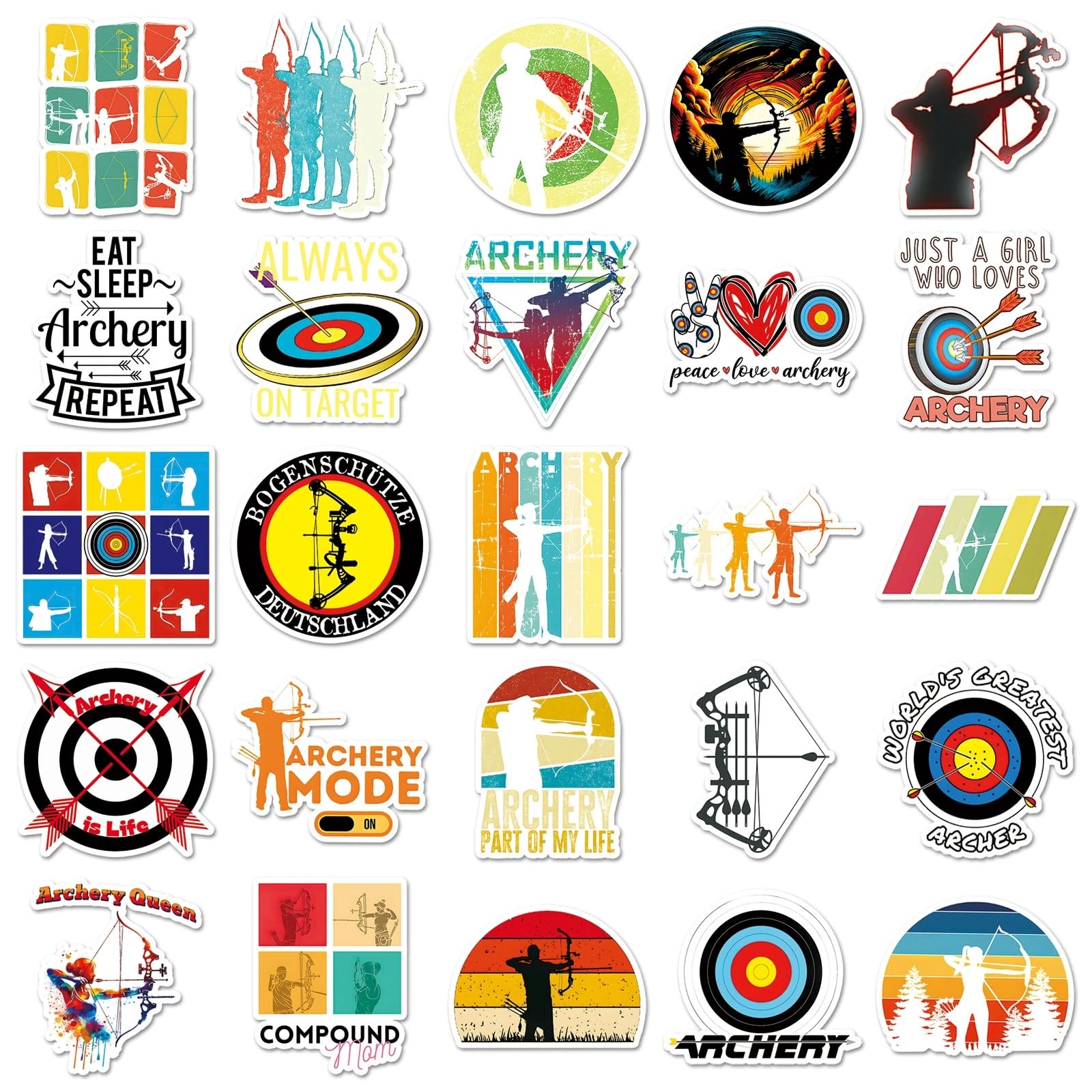 Archery Stickers for Laptop(50PCS),Gift for Children Teens Adults Girl Boys,Archery Waterproof Stickers for Skateboard,Scrapbook,Bike,Phone,Computer,Luggage Water Bottle Guitar - Image 2