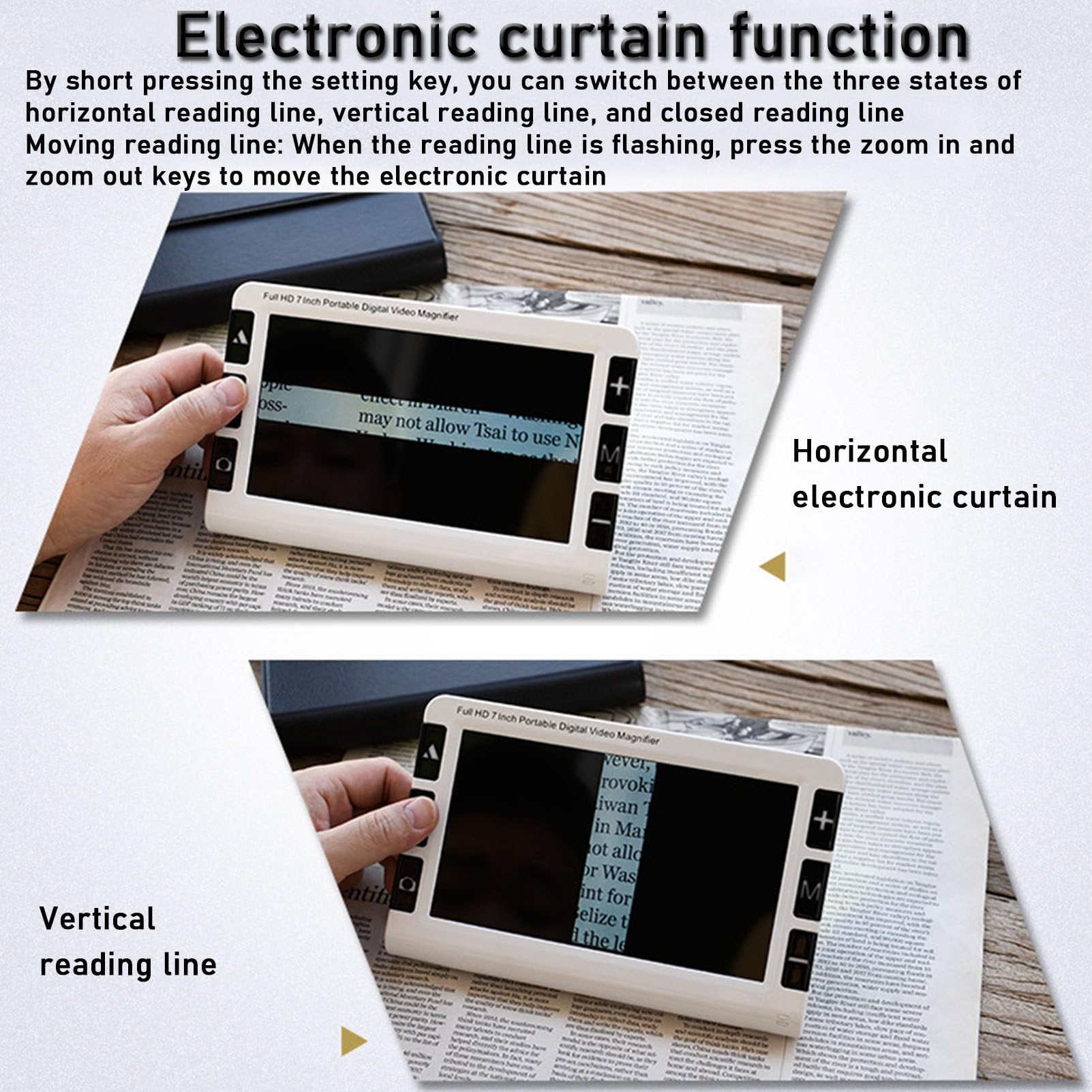 Lupa electrónica de 7 Pulgadas con Zoom de 2X a 32X, Lupa portátil para Lectura de periódicos para Personas con discapacidad Visual, Lupa Digital de 26 Modos de Color, para Personas Mayores