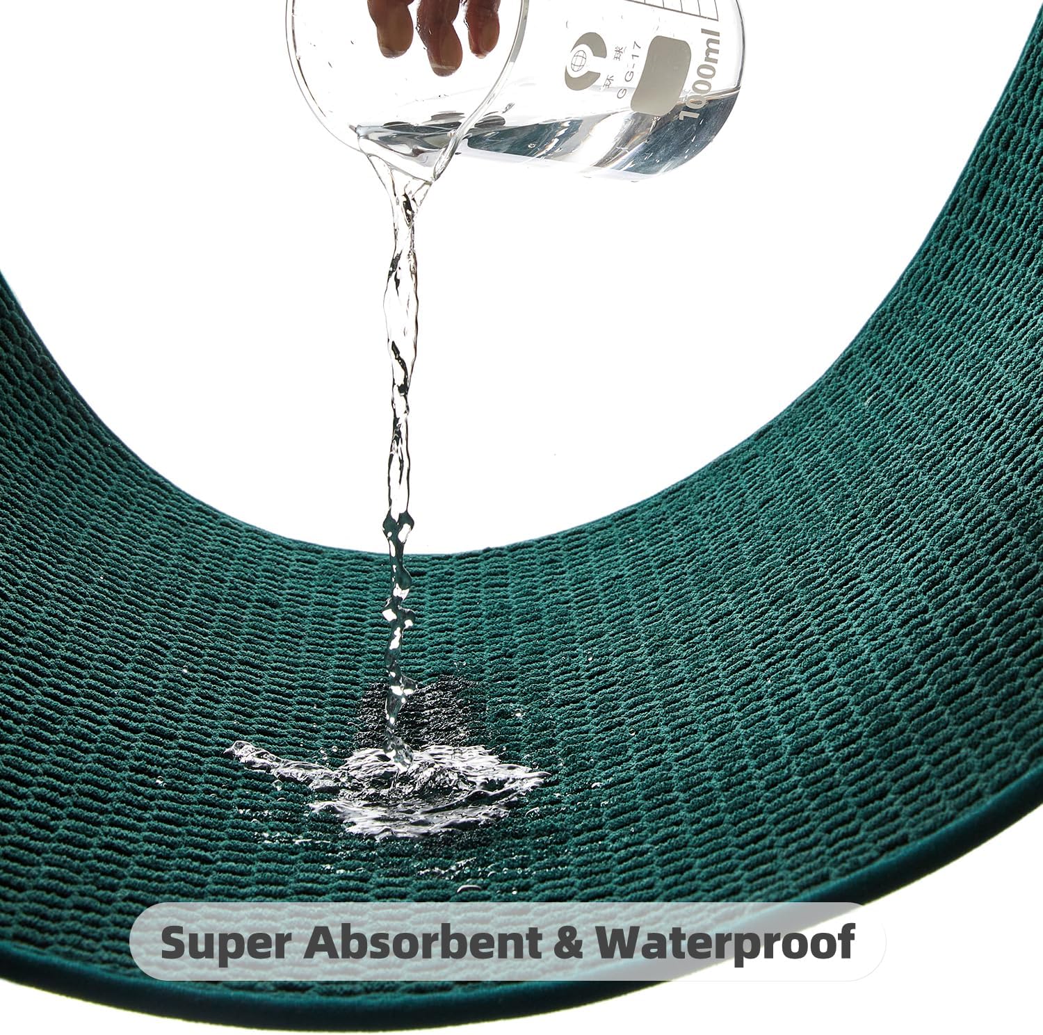TYUU Bathroom Rugs Non Slip Washable, Super Absorbent Thin Bath Mat Small Quick Dry Low Pile Bathroom Rug, Dark Green 20"x30"