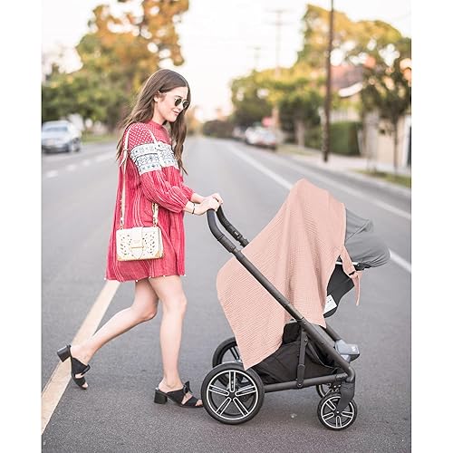 Miniatura 7 de Konssy Funda de lactancia de muselina para lactancia materna, transpirable, 100% algodón, con aro rígido para delantal de lactancia, toldo multiusos