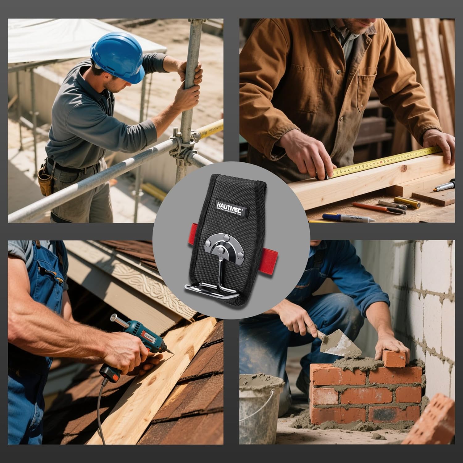 HAUTMEC Hammer Holder for Belt, Hammer Loop for Tool Belt with Swing Hammer Hook Design, 2 Elastic Tool Holders, Heavy-Duty 1680D Material & Strong Rivet for Extra Durability, HT0412 - Image 7