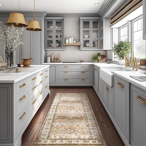 Miniatura 4 de Alfombra lavable de 8 x 10 pies para sala de estar, resistente a las manchas, antideslizante, alfombra para dormitorio, alfombra vintage ultrafina