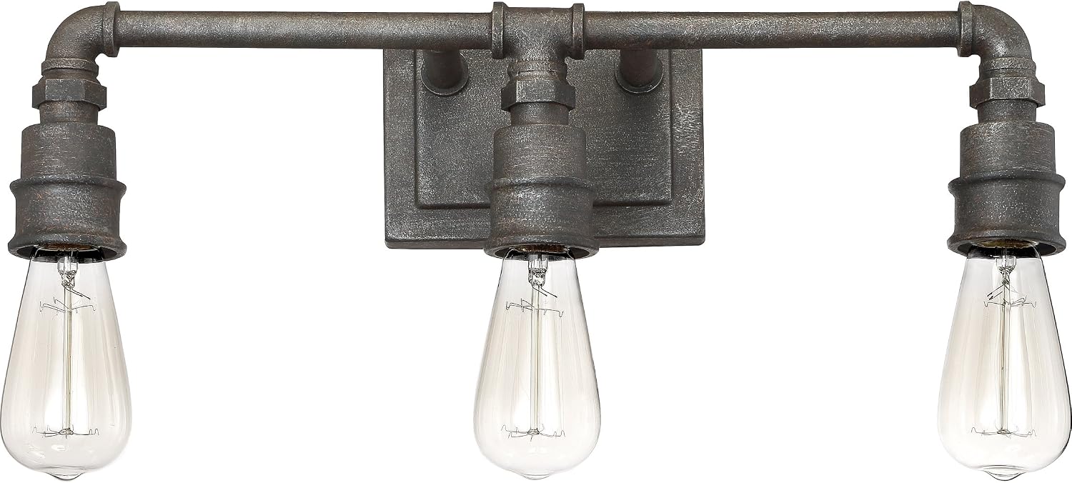 Quoizel SQR8603RK Squire Industrial Rustic Vanity Wall Lighting, 3-Light, 300 Watts, Rustic Black (11"H x 22"W)