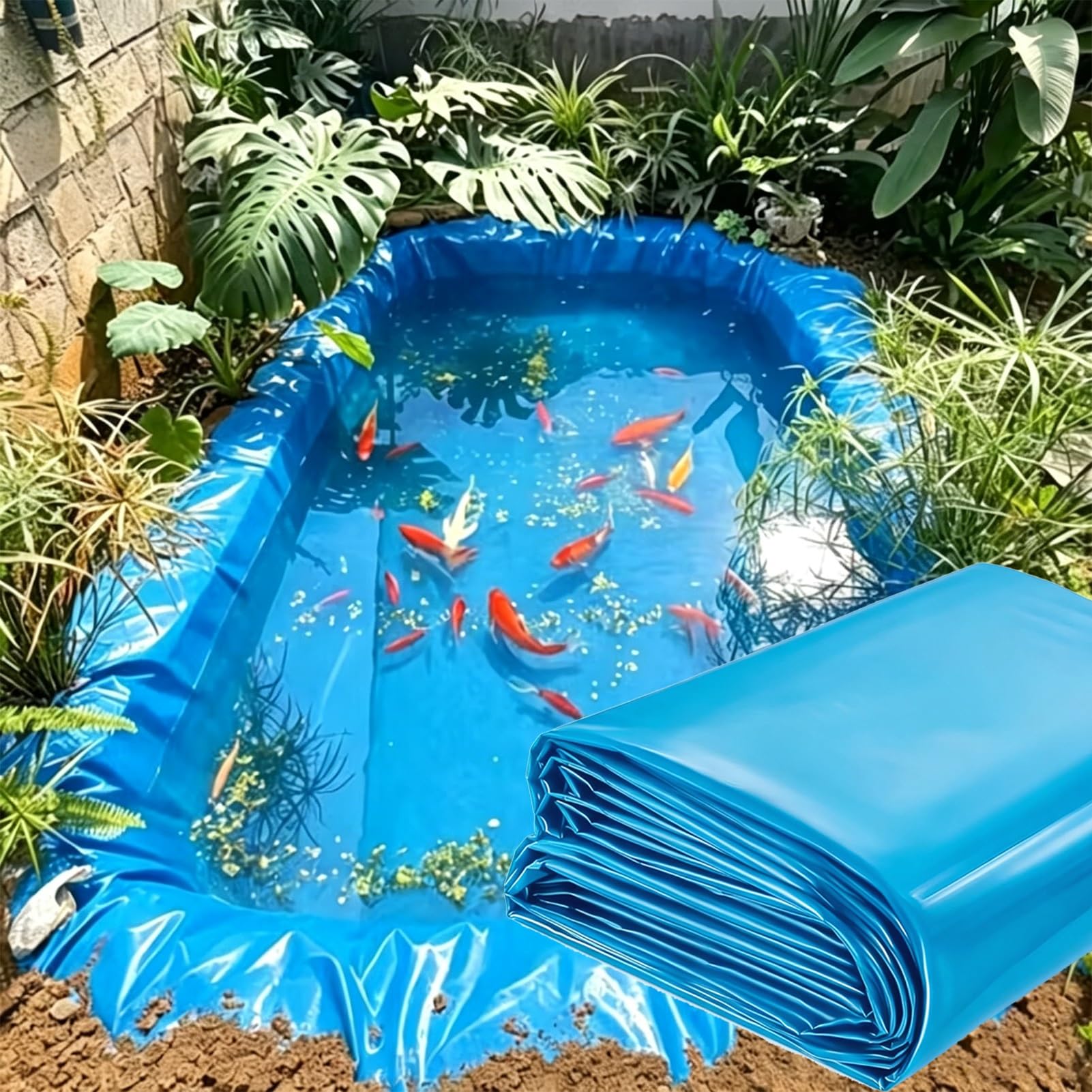 MARXAN Fish Pond Liner Gardens Pools Underlay 0.12MM Blue Impermeable Membrane for Small Ponds Streams, Fountains, Waterfall, Landscaping, Water Feature(6x12m(19.7x39.3ft))