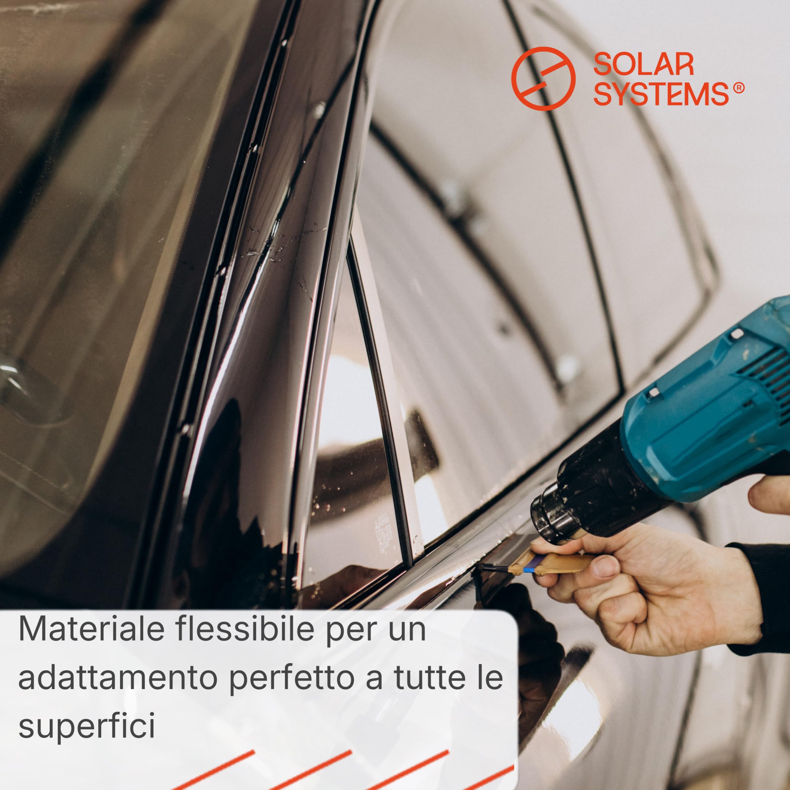Solar Systems WRAP 2080 Pellicola autoadesiva per auto - nastro decromante + spatola e coltello - tuning - pellicola auto nera lucida 5cm x 10m