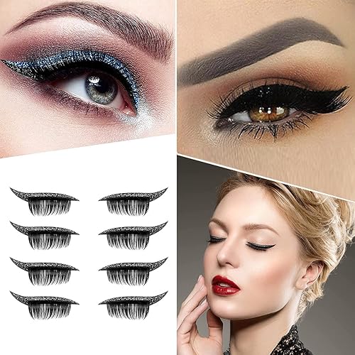Miniatura 3 de Aaiffey Adhesivo delineador de ojos con pestañas, pestañas reutilizables y delineador de ojos, pestañas naturales e impermeables, calcomanías de