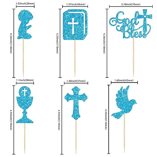 Miniatura 2 de Gyufise 24 piezas de decoración para magdalenas con purpurina de paloma con purpurina para la cruz de la Biblia para magdalenas, primera comunión,