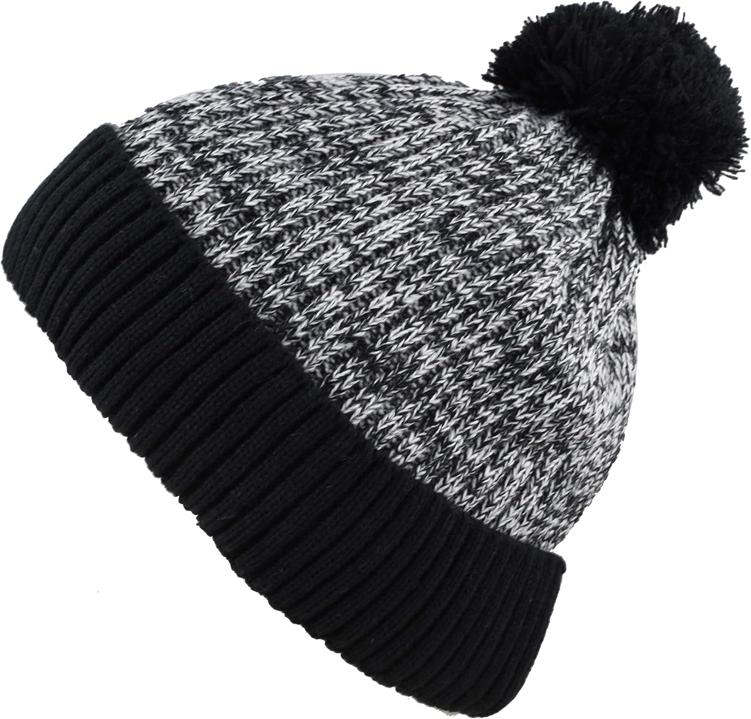 Kids Knit Daily Pom Beanie Hat with Thick Fleece Lining for Boys and Girls Versatile Winter Warm Cozy Skull Hats for Children