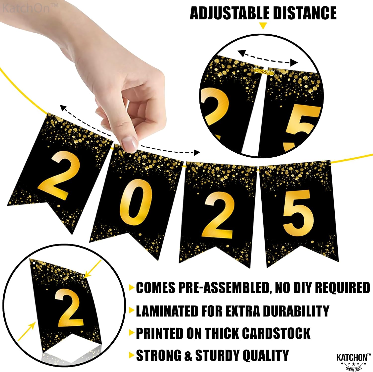 Katchon, Shiny Graduation 2025 Banner - Large 10 Feet, No DIY | Happy 2025 Banner, Graduations Decorations Class of 2025 | 2025 Sign, Class of 2025 for Graduations Decorations 2025
