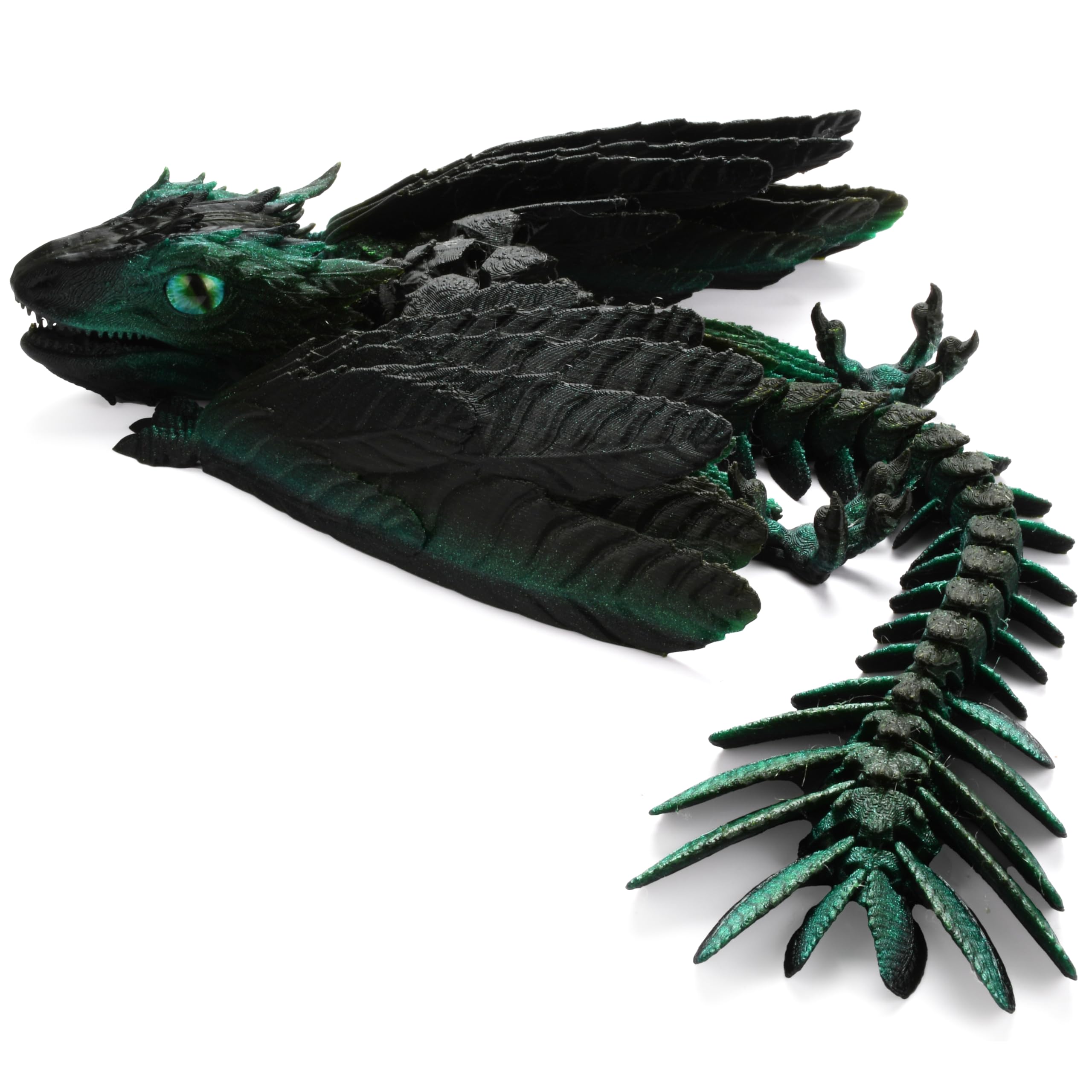 Guwewu Feathered Wyvern Dragon, 3D Printed Dragon, Articulated Dragon, Fidget Dragon, 3D Printed Toys, Desktop Pet (Viridrak)
