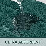 Kitinjoy Small Bath Mat, Soft and Absorbent Microfiber Bath Rugs, Non-Slip Shaggy Bath Carpet, Machine Wash Dry Bath Mats for Bathroom Floor, Tub and Shower, 24" x 16", Dark Green