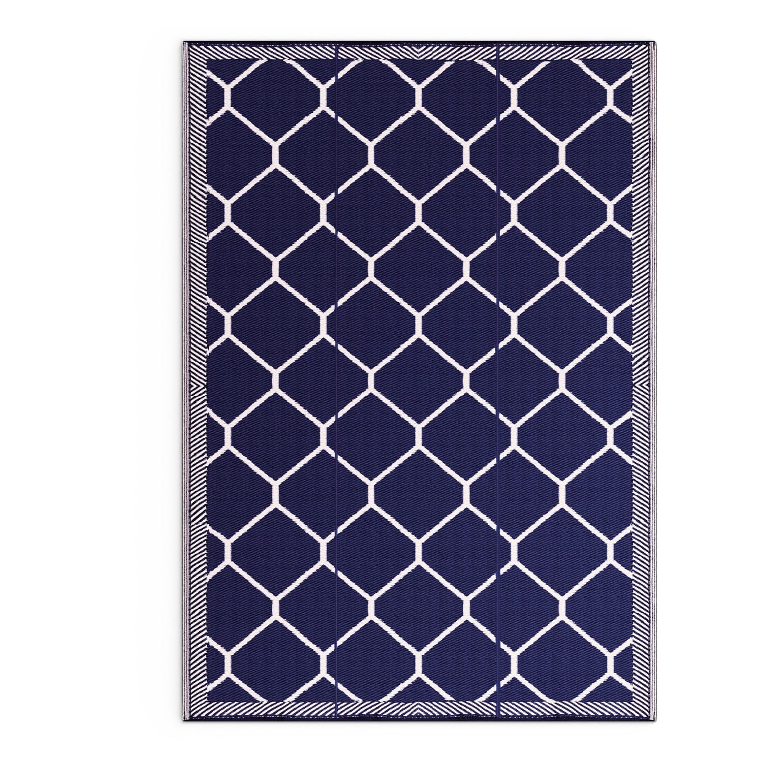 Chatai Floor Mat HoneycombNavy Blue & White Reversible for Bedroom/Living Room/Home/Balcony and Outdoor Picnic 6 x 9 FT (180 x 270 cm)-image-30