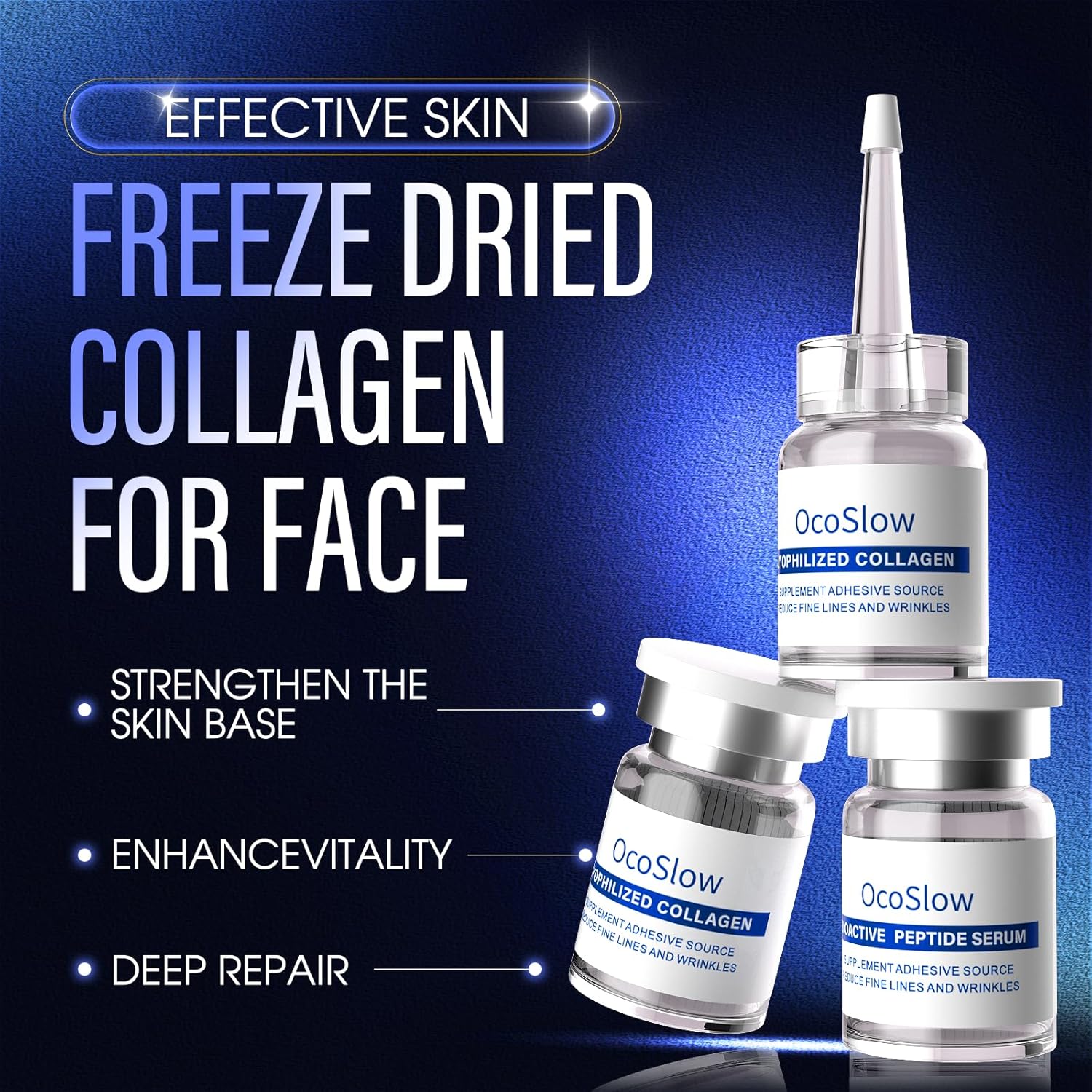 Freeze Dried Collagen for Face, Anti-Wrinkle Freeze Dried Nano Silk Collagen, Stem Cell Serum, Instant Face and Eye Lift (1set) - Image 2