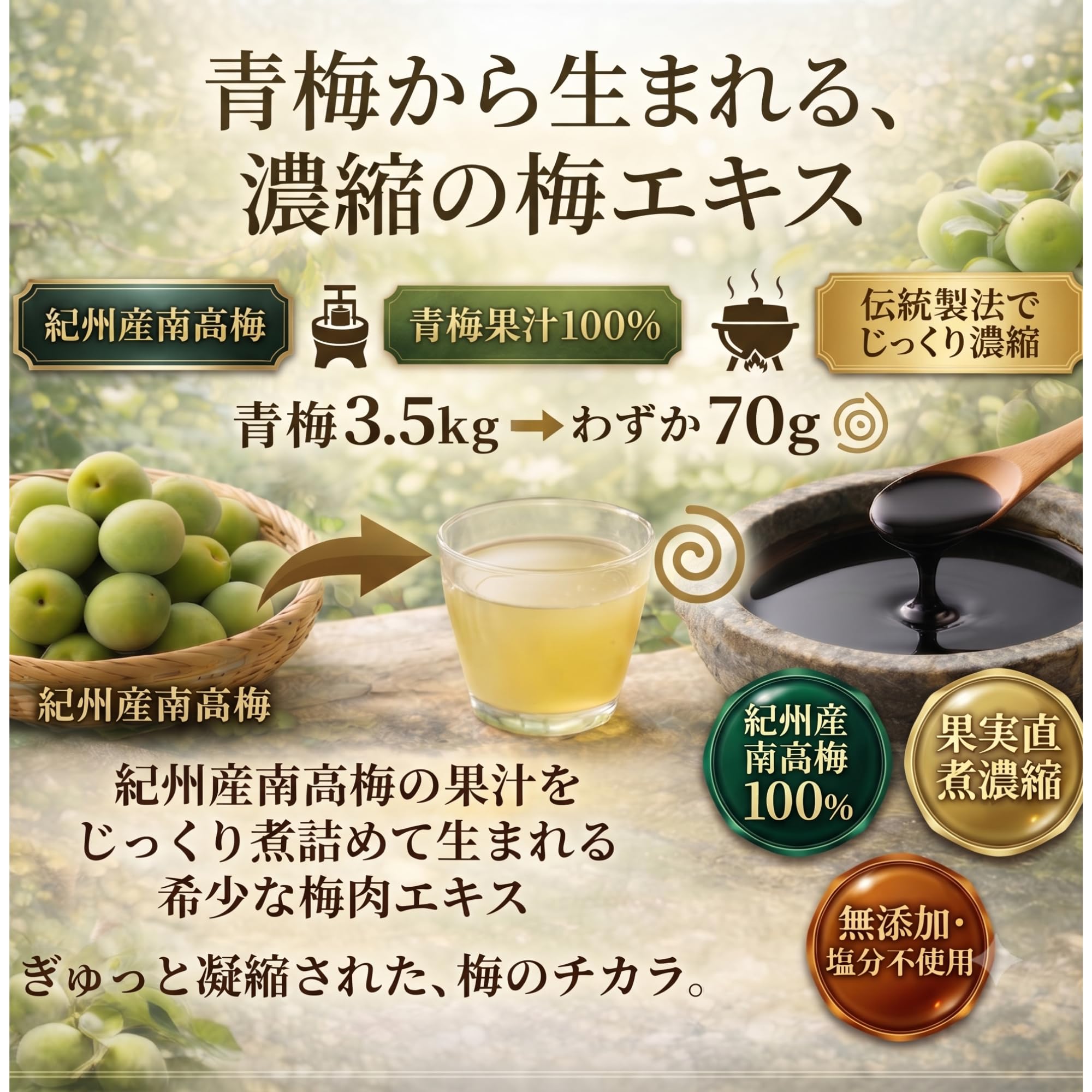 Amazon.co.jp: 濃縮の極み 梅肉エキス｜紀州産南高梅100％｜無添加