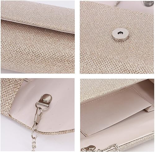 Miniatura 5 de Naimo - Deslumbrante bolsa pequeña de solapa con cadena desmontable para eventos nocturnos