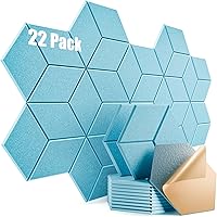 Vista 71 de paquete de 12 paneles acústicos autoadhesivos de alta densidad, paneles de espuma insonorizantes de 12 x 10 x 25/64 de pulgada, elegantes paneles