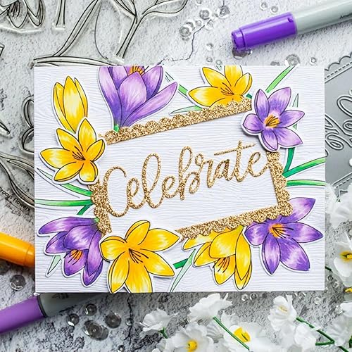 Miniatura 5 de Juego de sellos y troqueles de narcisos para hacer tarjetas, sellos transparentes y troqueles de corte de metal para álbumes de recortes,