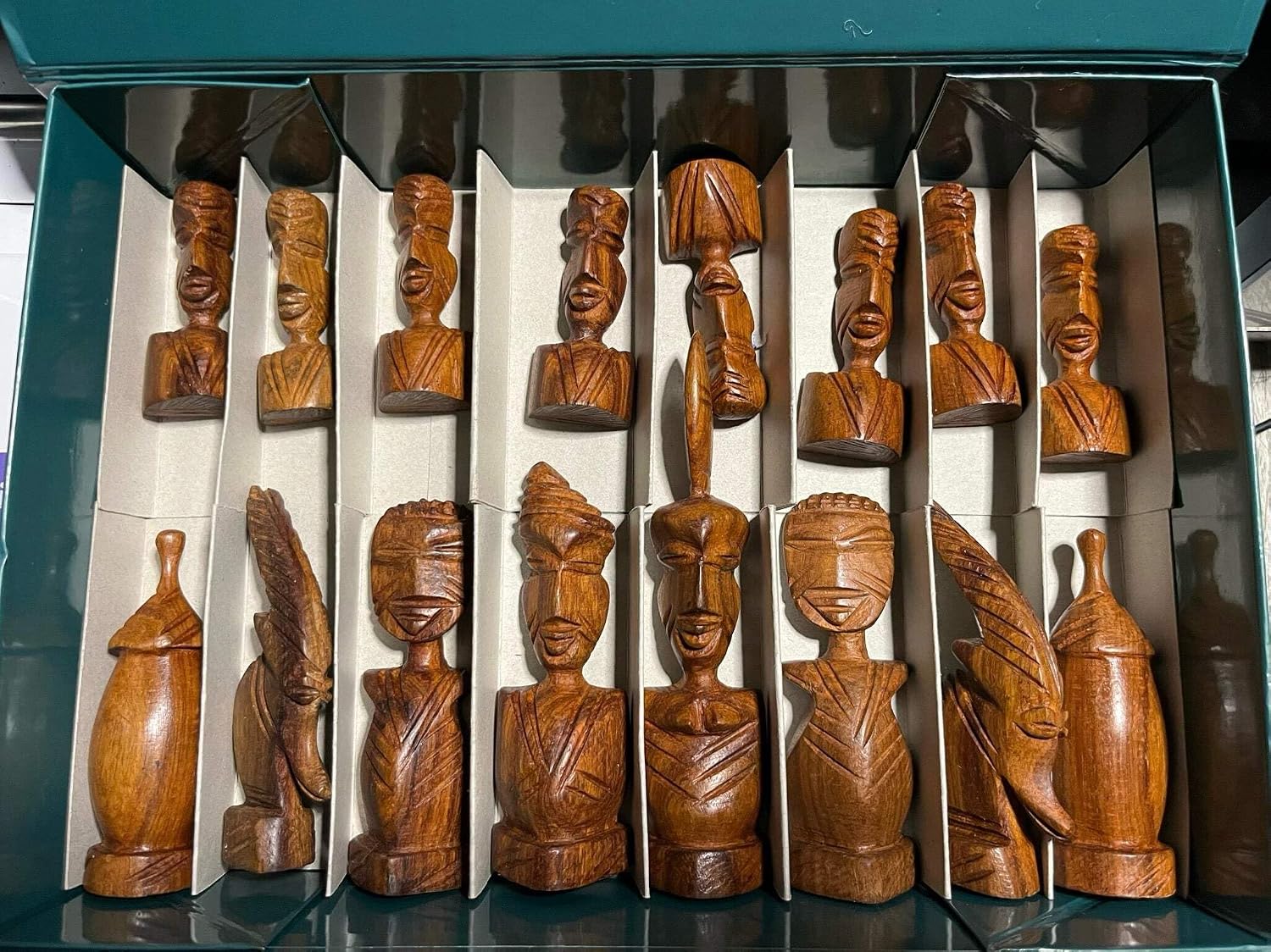 Handcarved Teak Made in Senegal African Tribal Chess Checkers