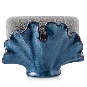 Ceramic Sponge Holder Sponge Holder for Kitchen Sink Compact Sink Caddy Organizer-Scouring Pad and Dish Sponge Holders Farmhouse