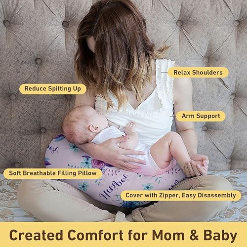 Miniatura 40 de Funda de almohada de lactancia para bebé, fundas suaves de lactancia con nombre, funda de almohada de lactancia materna para alimentación