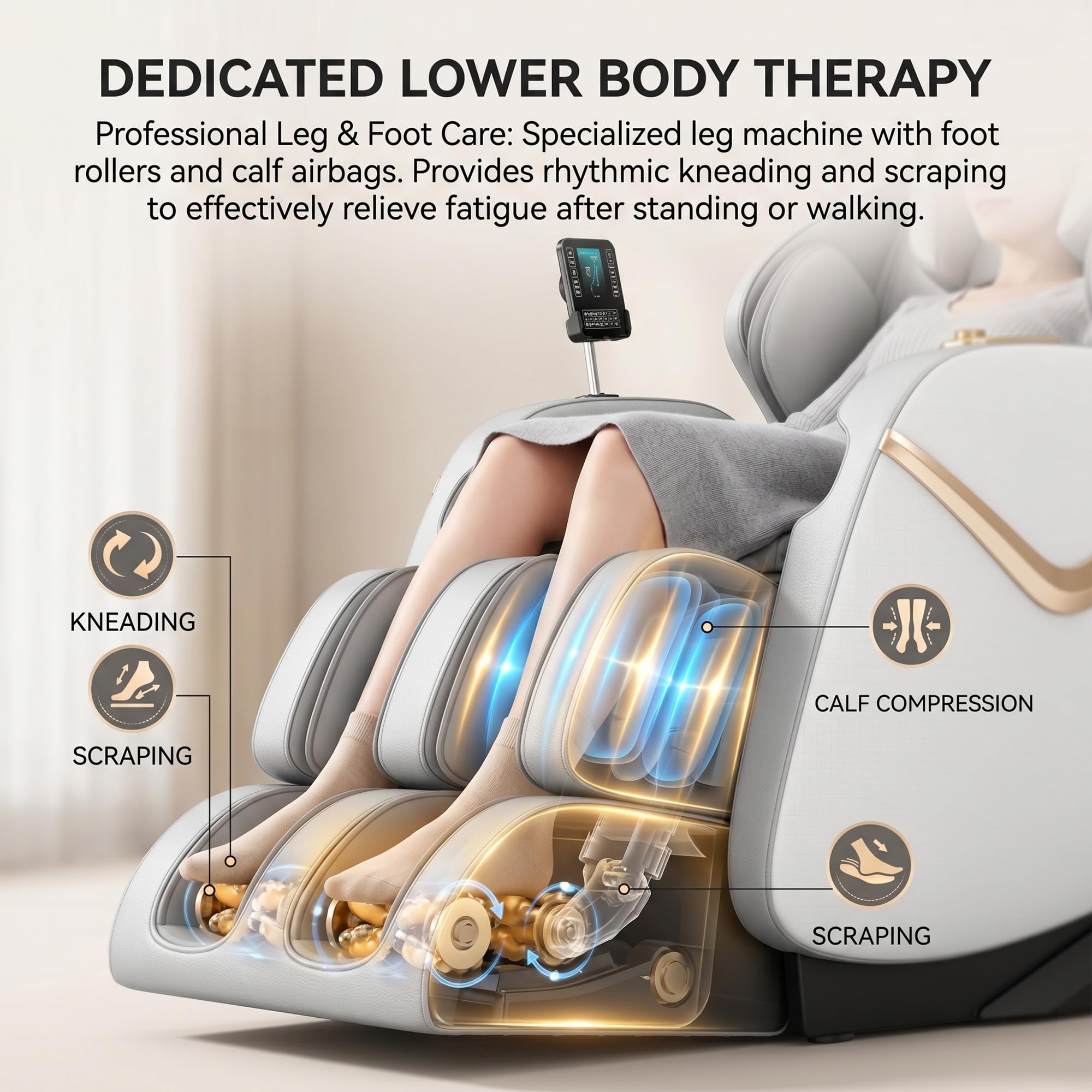 Sillón de Masaje Cero Gravedad SL-Track con Escaneo IA, Masaje Shiatsu Completo con Presoterapia, Calor, Bluetooth, Ahorro de Espacio para Hogar(Bianco)