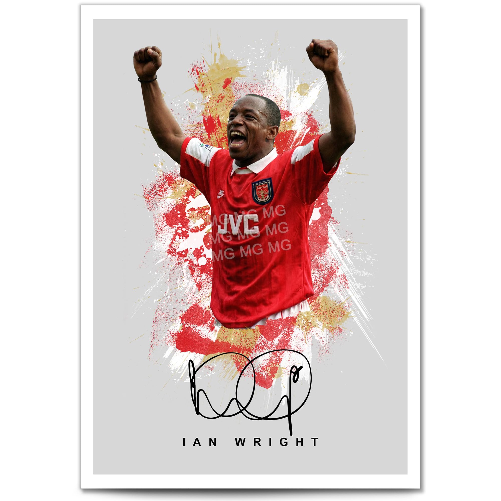 Ian Wright Arsenal Legend Signed Photo Poster A4/A3 Print Picture Display Framed Autograph Memorabilia Gift Football Fans England (Grey A4 Print Unframed)