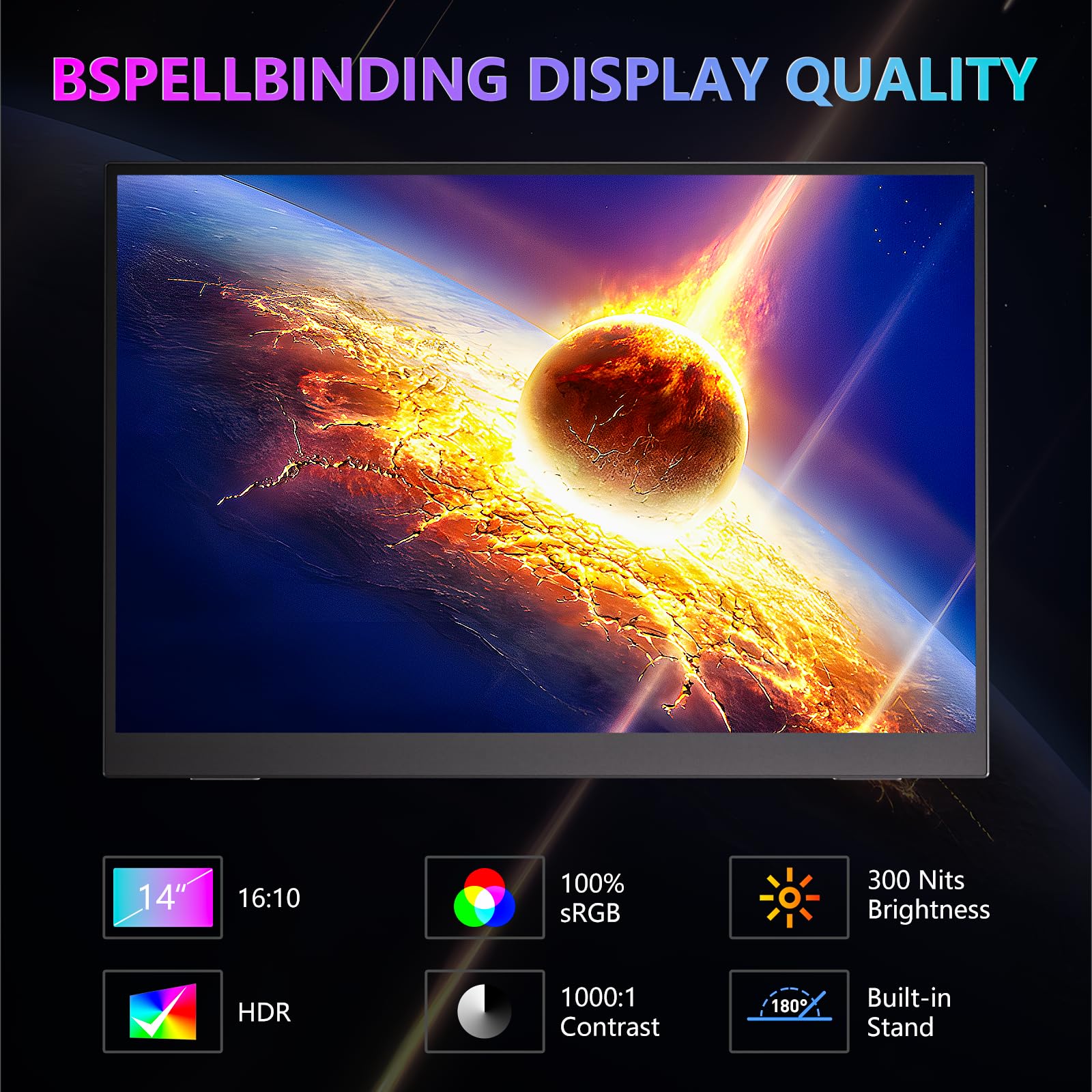 WUAWE Przenośna podpórka na monitor 35.6 cm ultra cienka do GEEKOM drugi ekran do laptopa, komputera, telefonu, Xbox, PS4/PS5, przełącznika