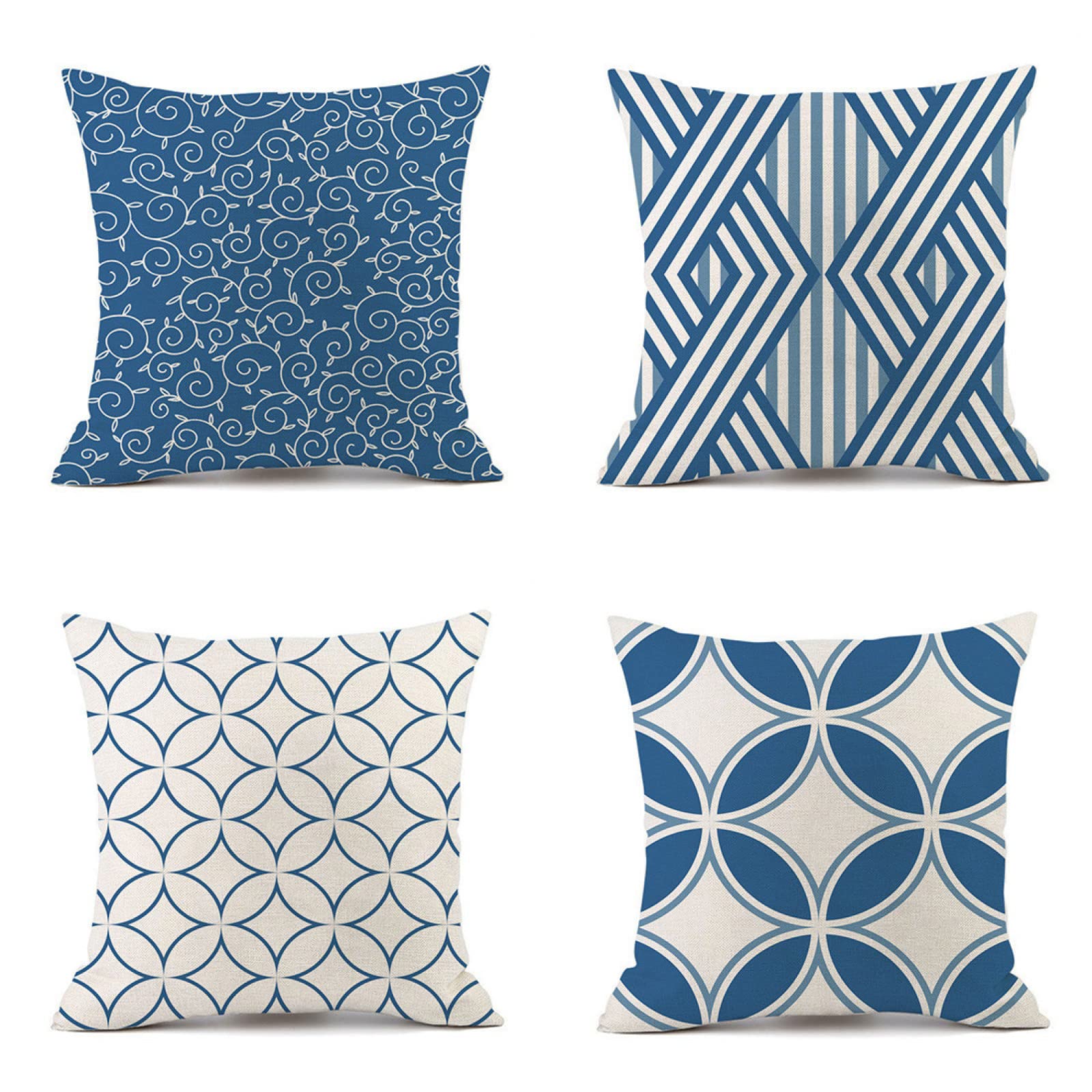 Housse de coussin 65x65 bleu pour canapé du salon et chaise de jardin
