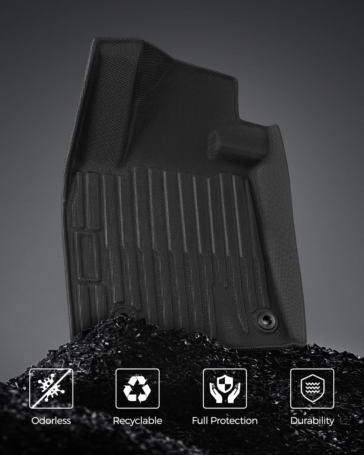 for Toyota Tundra 2012-2021 CrewMax & Double Cab Floor Mats for Toyota Sequoia 2012-2022 Floor Mats for 2012-2017 Tundra Regular Cab All Weather TPE Carpet Liner for Tundra＆Sequoia Accessories