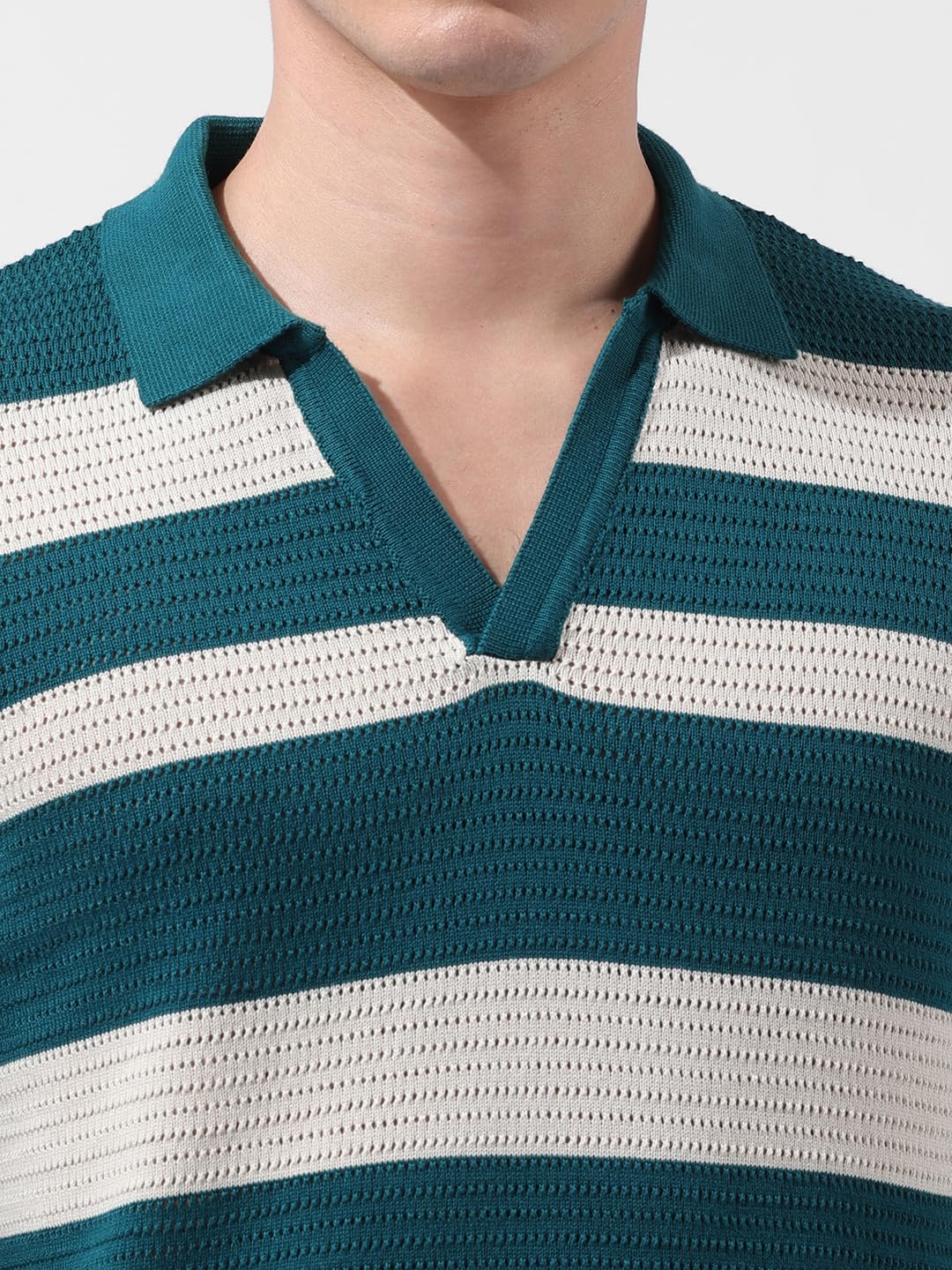 The Indian Garage Co Męska koszulka polo z długim rękawem w paski o kroju slim fit płaska dzianina