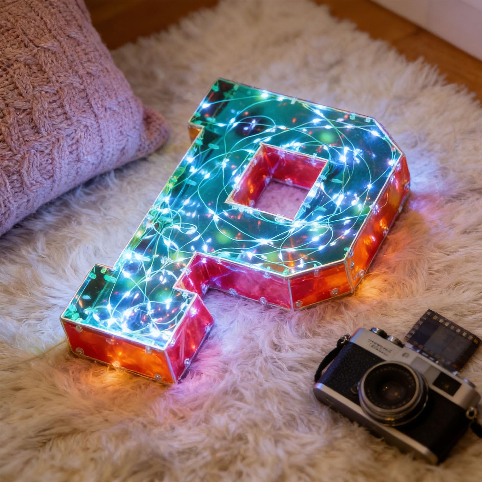 LED Light Up Marquee Letters, Battery Powered Decorative LED Letter Lights, Alphabet Light Up Letters for Wedding Decor Birthday Party Celebration Event Home Bar Decoration (Letter P 7.87"5.71"1.89") — image 1