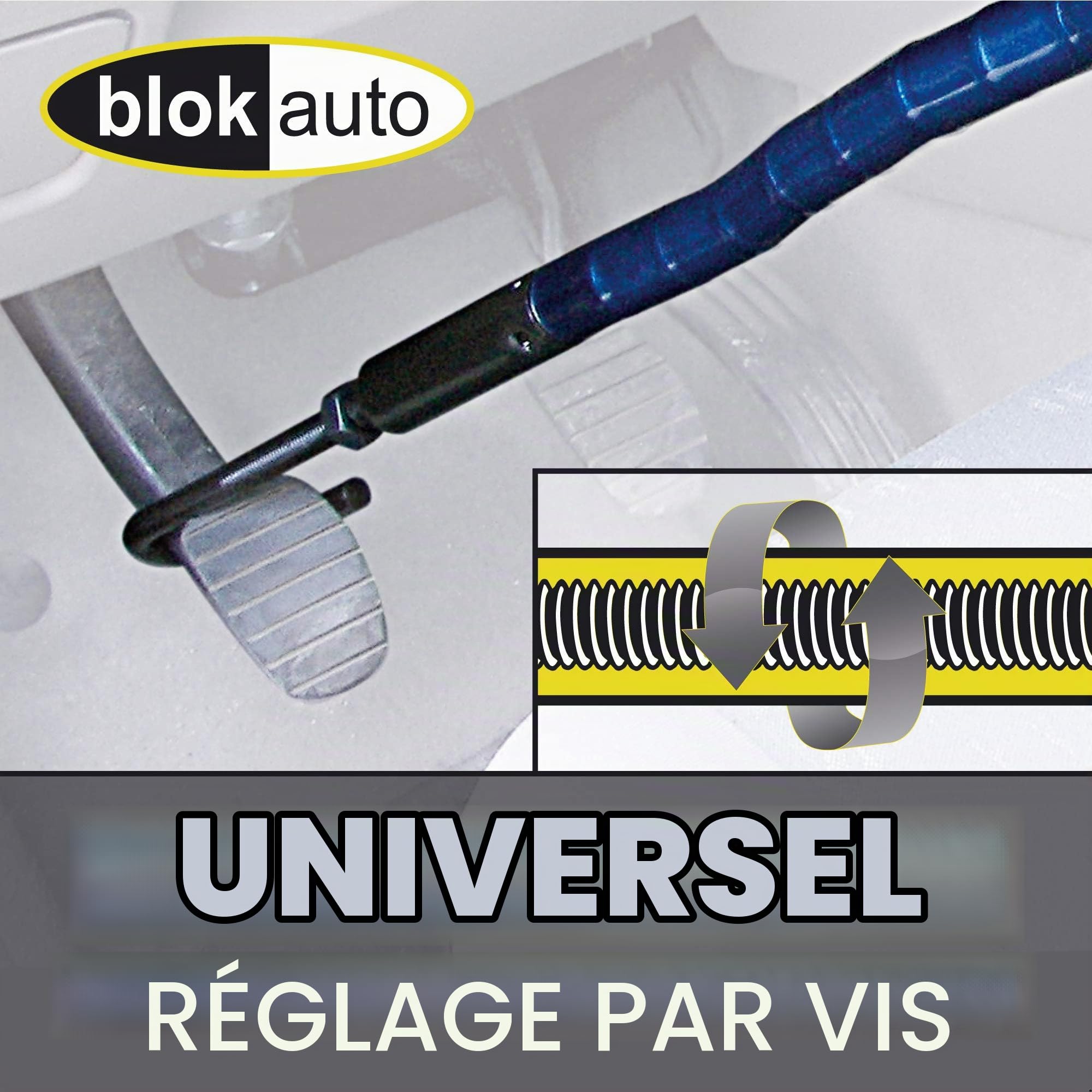 905 Antivol Voiture Volant Pedale Flexible, Câble d'Acier Articulé, Haute Sécurité Réglable, Bloc Canne Barre Anti Vol Clef Universelle pour Bloque Auto, Camping Car, Van, Camionette